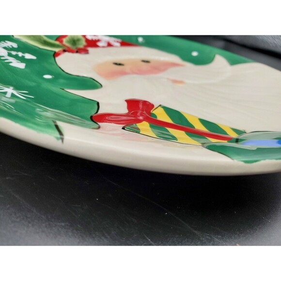 Fitz and Floyd Merry & Bright Christmas Santa Canape Plate 29-101 Cookie Plate - Picture 10 of 12